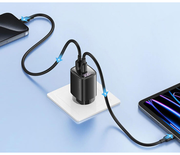 USAMS 30W GaN USB-C/USB-A Fast Charging XC czarna - 1471727 - zdjęcie 3
